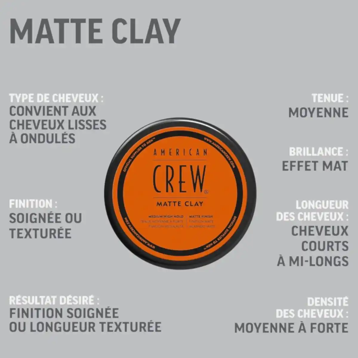 American Crew Cire de Coiffage Matt Clay - BEAUTEPRICE American Crew Cire de Coiffage Matt Clay cire coiffante American Crew BEAUTEPRICE