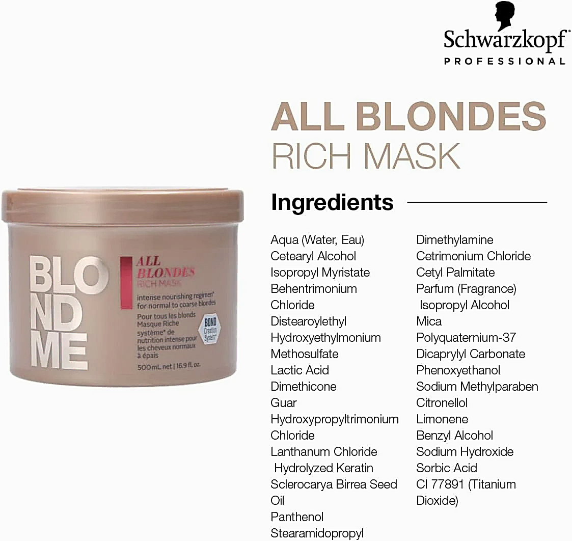 Schwarzkopf Masque riche BlondMe - BEAUTEPRICE Schwarzkopf Masque riche BlondMe masque capillaire Schwarzkopf BEAUTEPRICE