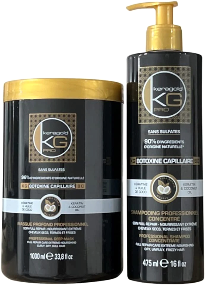 DUO SHAMPOING + MASQUE BOTOXINE KERATINE & HUILE DE COCO - BEAUTEPRICE DUO SHAMPOING + MASQUE BOTOXINE KERATINE & HUILE DE COCO - KERAGOLD - BEAUTEPRICE