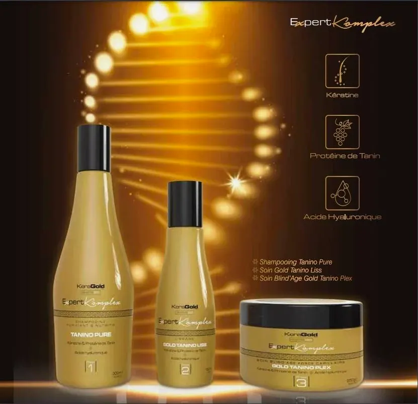 Expert komplex -Kit Lissage& Blindage Taninoplastie -GOLD TANINO SYSTEM - BEAUTEPRICE Expert komplex -Kit Lissage& Blindage Taninoplastie -GOLD TANINO SYSTEM - KERAGOLD - BEAUTEPRICE