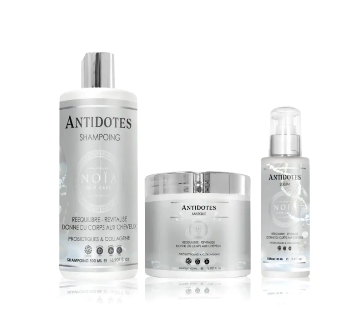 Trio routine capillaire Antidotes- Shampoing+Masque+Serum Probiotiques&Collagene