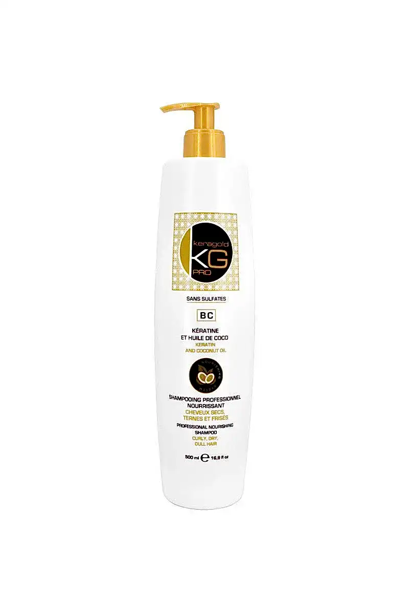 Shampoing Nourrissant Keragold sans sulfate à la Keratine et huile de Coco 500ml